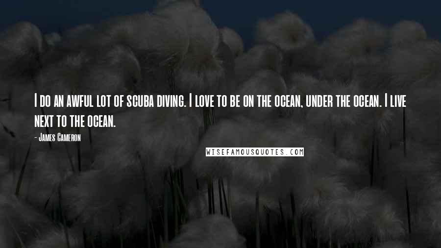 James Cameron Quotes: I do an awful lot of scuba diving. I love to be on the ocean, under the ocean. I live next to the ocean.