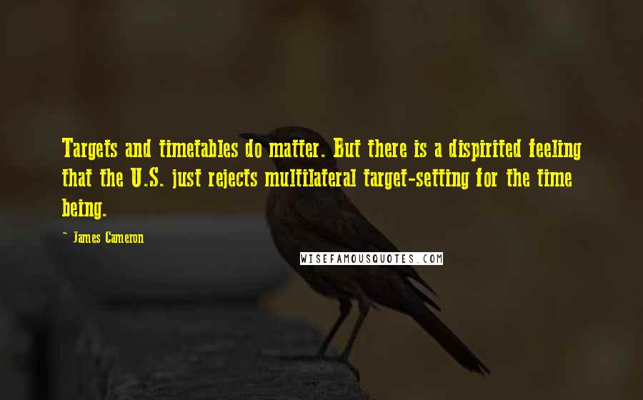 James Cameron Quotes: Targets and timetables do matter. But there is a dispirited feeling that the U.S. just rejects multilateral target-setting for the time being.