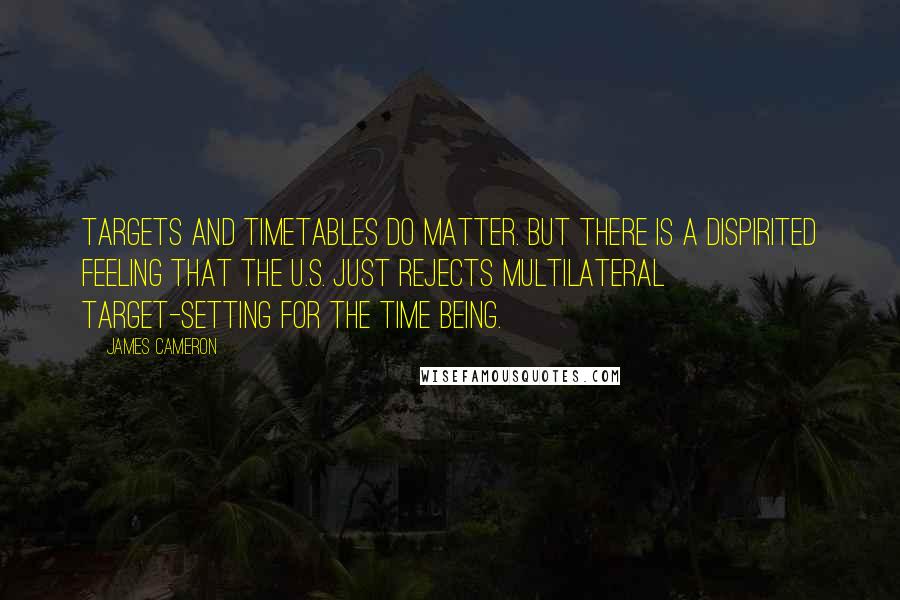 James Cameron Quotes: Targets and timetables do matter. But there is a dispirited feeling that the U.S. just rejects multilateral target-setting for the time being.