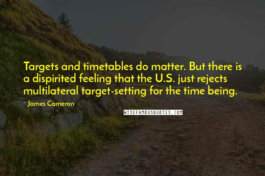 James Cameron Quotes: Targets and timetables do matter. But there is a dispirited feeling that the U.S. just rejects multilateral target-setting for the time being.