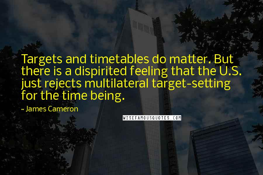 James Cameron Quotes: Targets and timetables do matter. But there is a dispirited feeling that the U.S. just rejects multilateral target-setting for the time being.