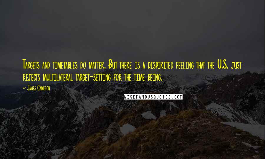 James Cameron Quotes: Targets and timetables do matter. But there is a dispirited feeling that the U.S. just rejects multilateral target-setting for the time being.