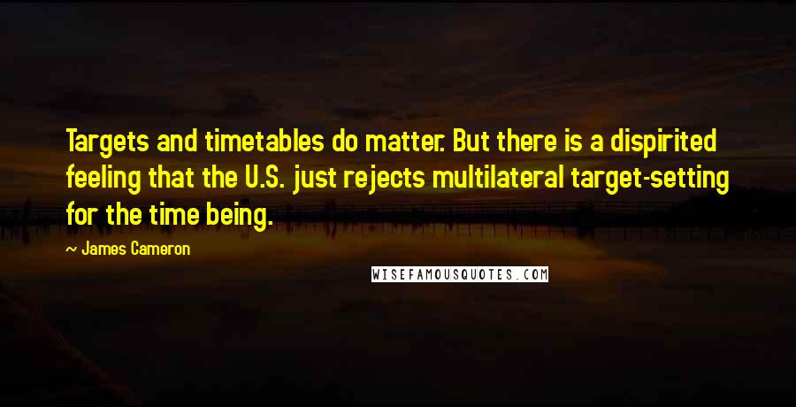 James Cameron Quotes: Targets and timetables do matter. But there is a dispirited feeling that the U.S. just rejects multilateral target-setting for the time being.