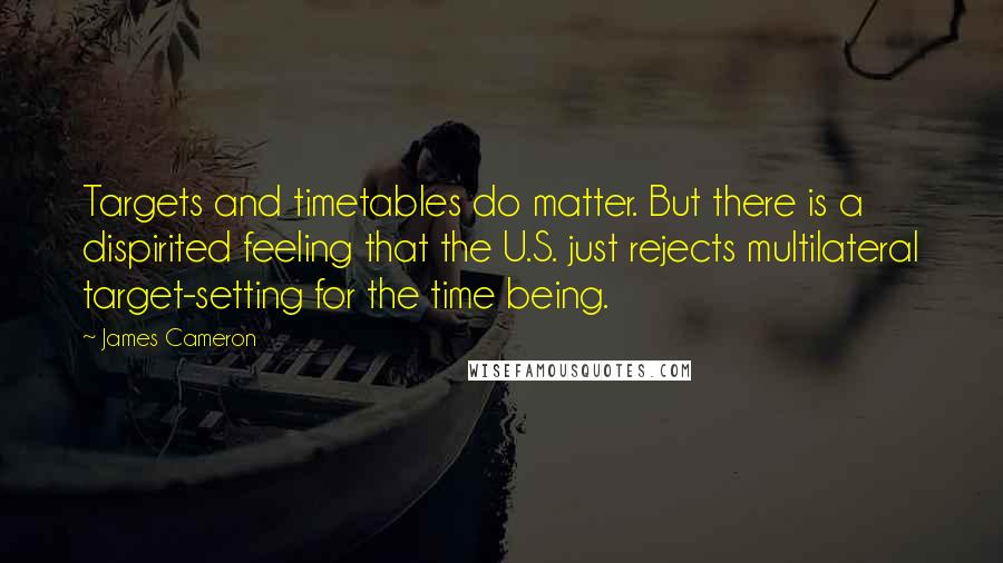 James Cameron Quotes: Targets and timetables do matter. But there is a dispirited feeling that the U.S. just rejects multilateral target-setting for the time being.