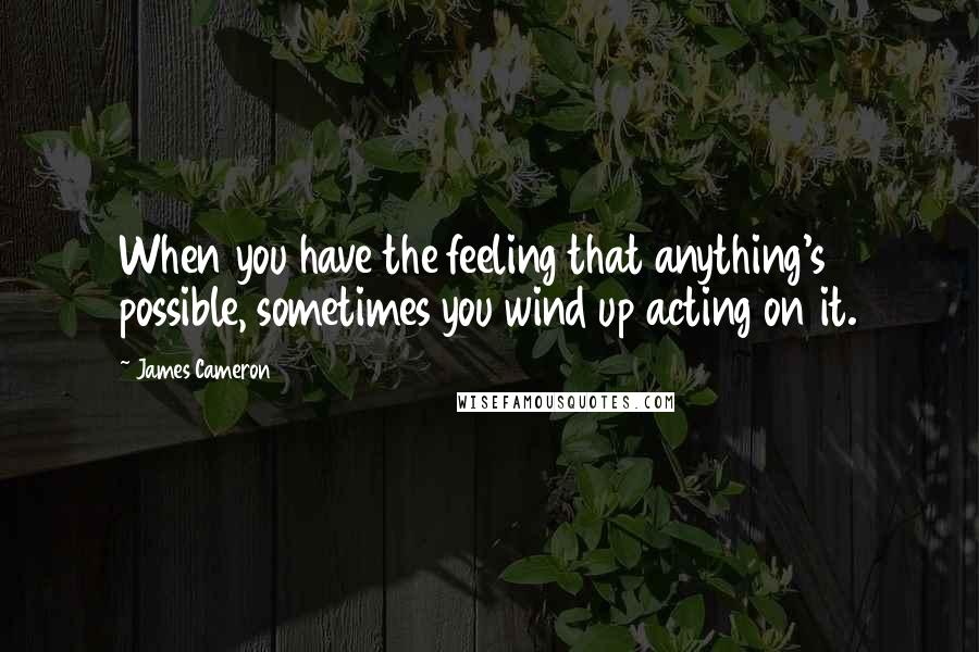 James Cameron Quotes: When you have the feeling that anything's possible, sometimes you wind up acting on it.