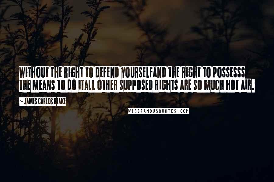 James Carlos Blake Quotes: Without the right to defend yourselfand the right to possesss the means to do itall other supposed rights are so much hot air.