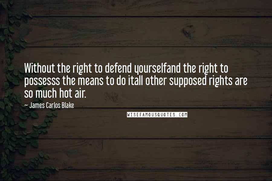 James Carlos Blake Quotes: Without the right to defend yourselfand the right to possesss the means to do itall other supposed rights are so much hot air.