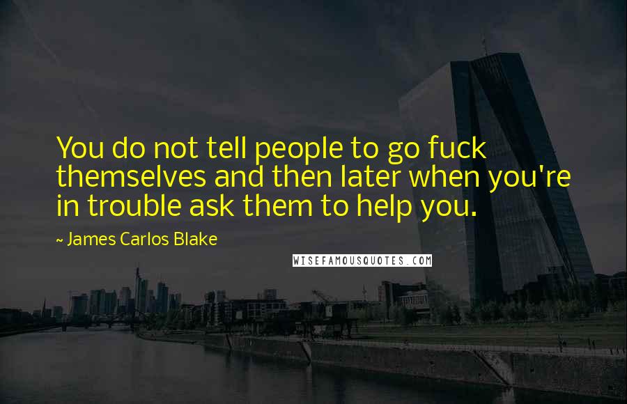 James Carlos Blake Quotes: You do not tell people to go fuck themselves and then later when you're in trouble ask them to help you.