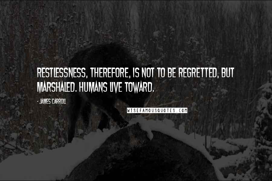 James Carroll Quotes: Restlessness, therefore, is not to be regretted, but marshaled. Humans live toward.