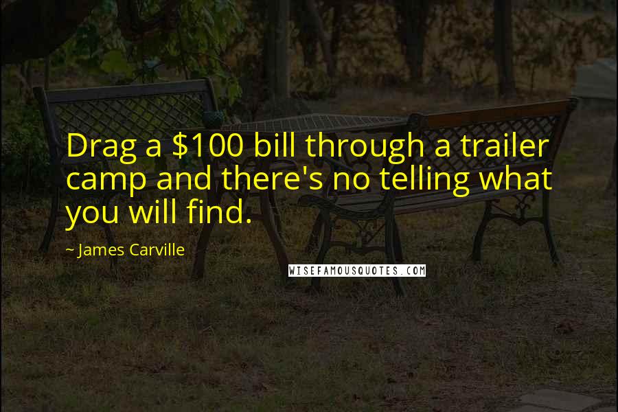 James Carville Quotes: Drag a $100 bill through a trailer camp and there's no telling what you will find.