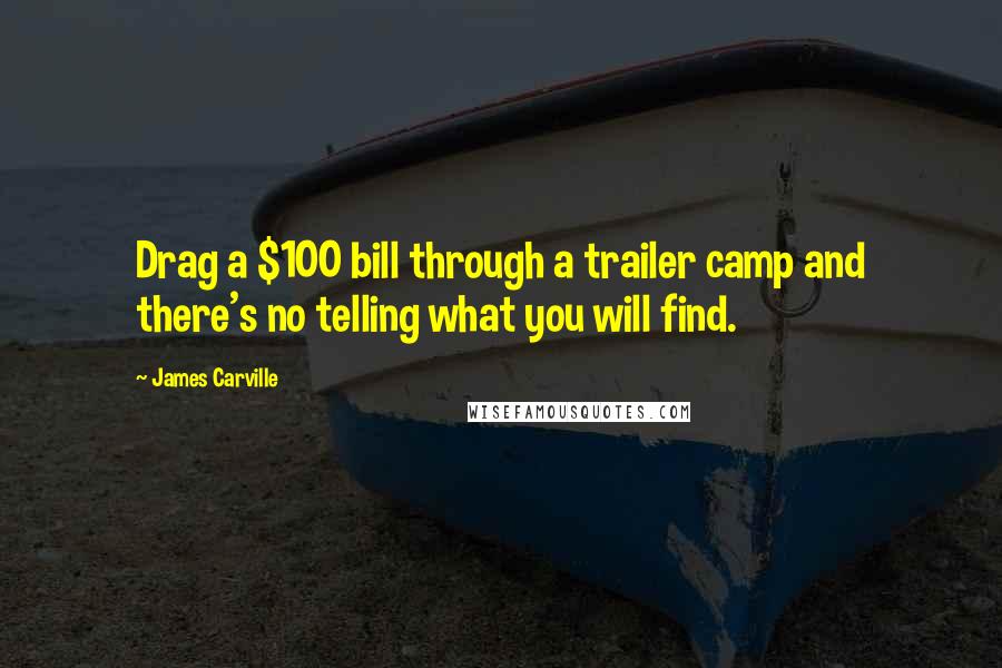 James Carville Quotes: Drag a $100 bill through a trailer camp and there's no telling what you will find.