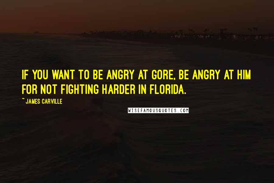 James Carville Quotes: If you want to be angry at Gore, be angry at him for not fighting harder in Florida.