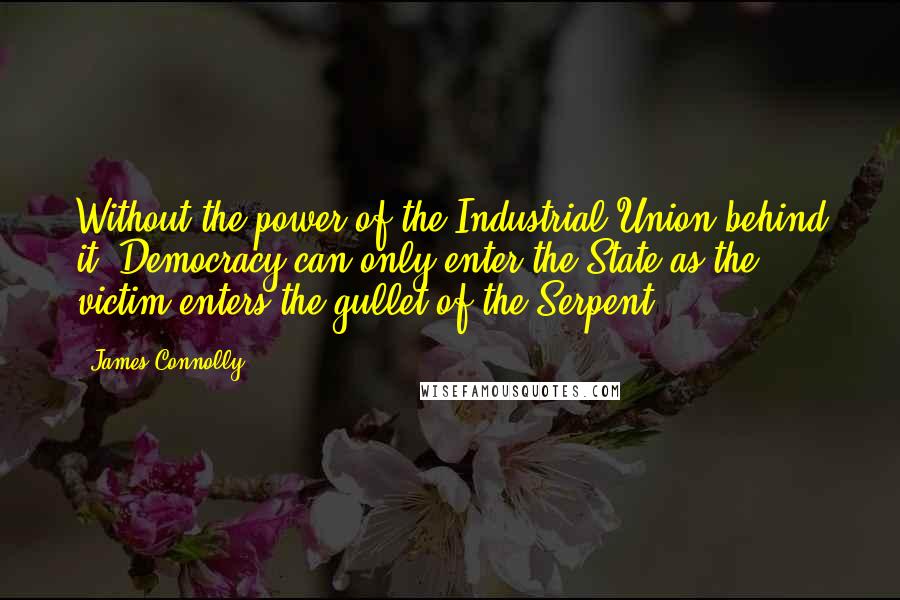 James Connolly Quotes: Without the power of the Industrial Union behind it, Democracy can only enter the State as the victim enters the gullet of the Serpent.