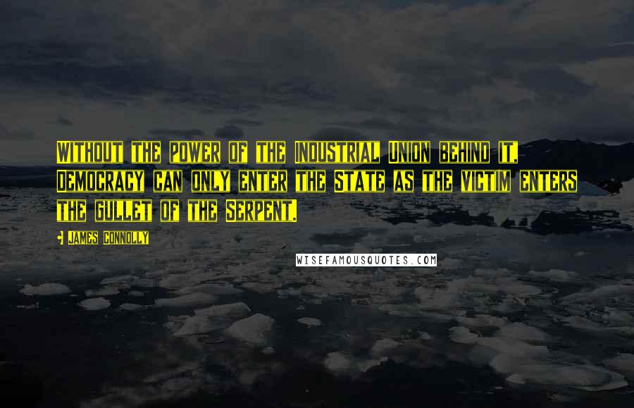 James Connolly Quotes: Without the power of the Industrial Union behind it, Democracy can only enter the State as the victim enters the gullet of the Serpent.