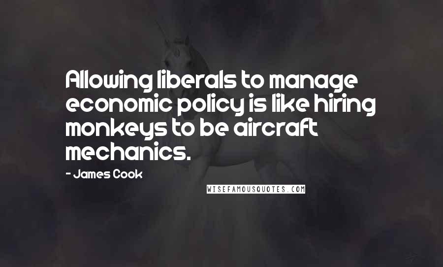 James Cook Quotes: Allowing liberals to manage economic policy is like hiring monkeys to be aircraft mechanics.