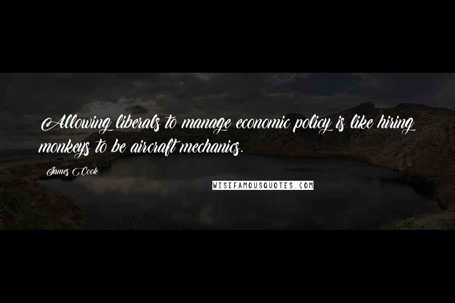 James Cook Quotes: Allowing liberals to manage economic policy is like hiring monkeys to be aircraft mechanics.