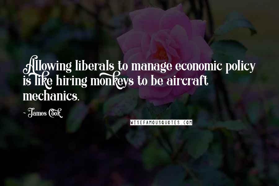 James Cook Quotes: Allowing liberals to manage economic policy is like hiring monkeys to be aircraft mechanics.