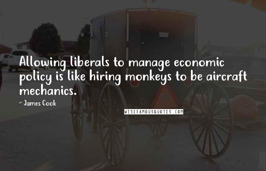 James Cook Quotes: Allowing liberals to manage economic policy is like hiring monkeys to be aircraft mechanics.