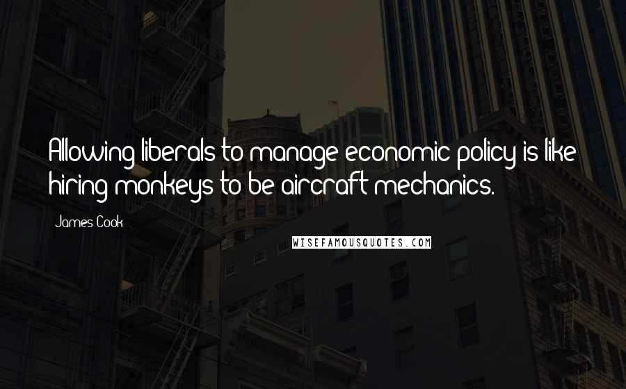 James Cook Quotes: Allowing liberals to manage economic policy is like hiring monkeys to be aircraft mechanics.