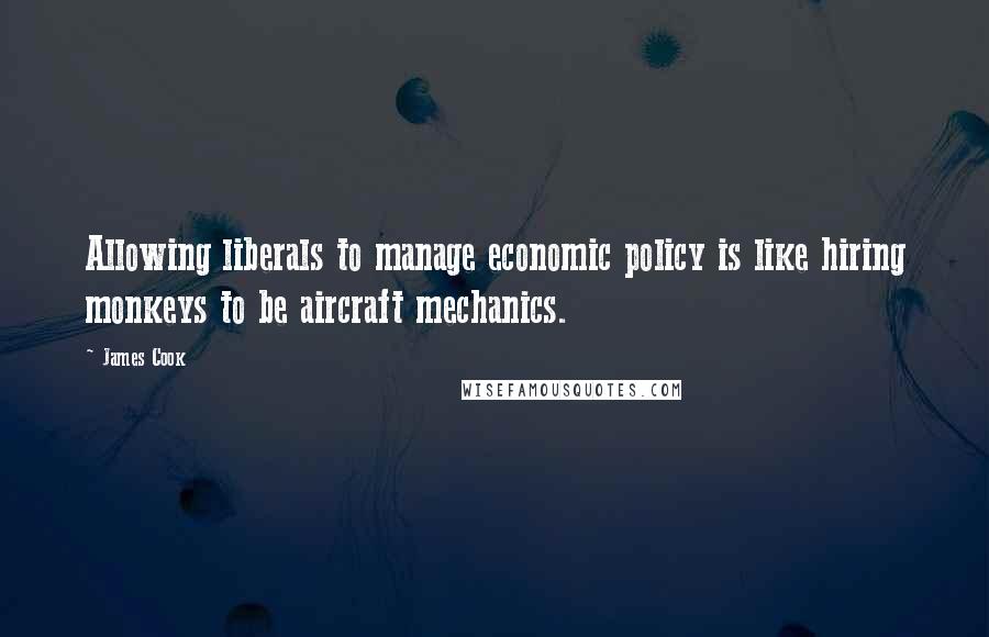 James Cook Quotes: Allowing liberals to manage economic policy is like hiring monkeys to be aircraft mechanics.