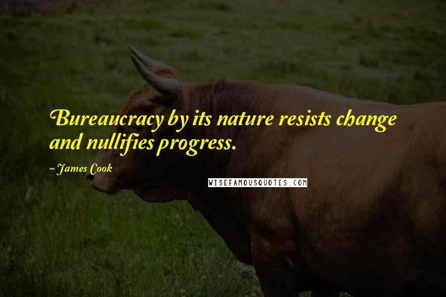 James Cook Quotes: Bureaucracy by its nature resists change and nullifies progress.