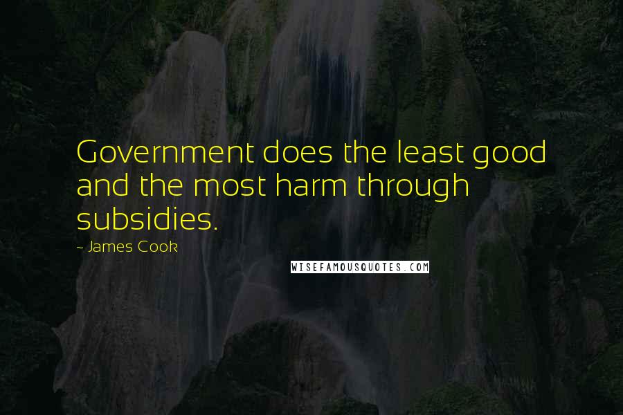 James Cook Quotes: Government does the least good and the most harm through subsidies.