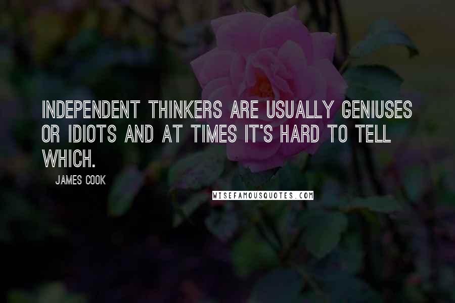 James Cook Quotes: Independent thinkers are usually geniuses or idiots and at times it's hard to tell which.
