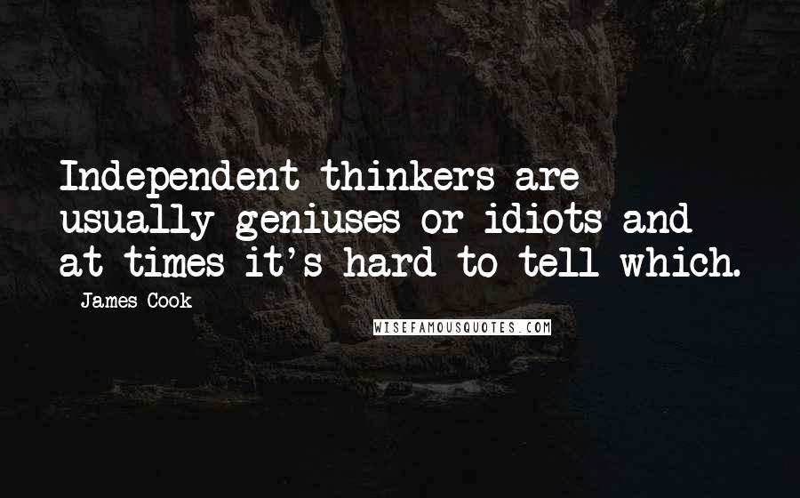 James Cook Quotes: Independent thinkers are usually geniuses or idiots and at times it's hard to tell which.