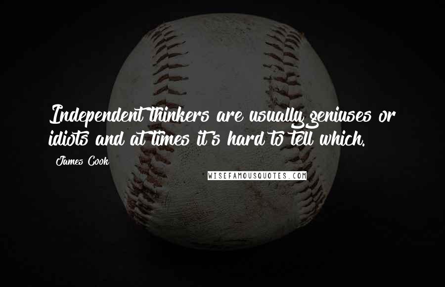 James Cook Quotes: Independent thinkers are usually geniuses or idiots and at times it's hard to tell which.