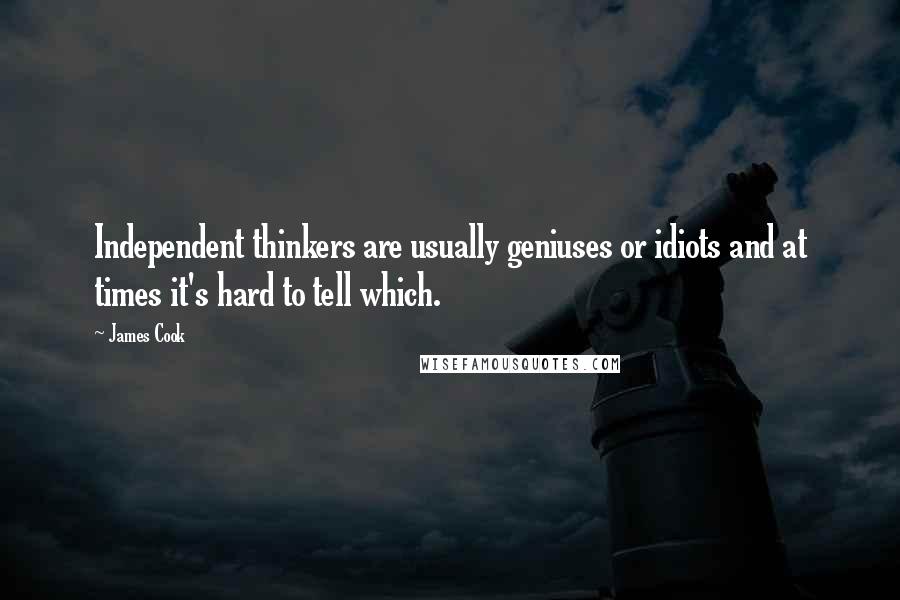 James Cook Quotes: Independent thinkers are usually geniuses or idiots and at times it's hard to tell which.
