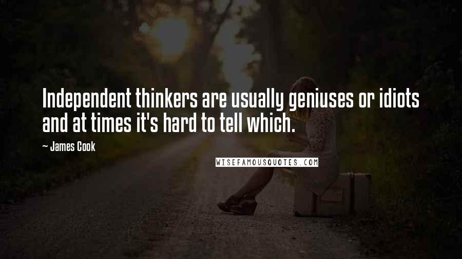 James Cook Quotes: Independent thinkers are usually geniuses or idiots and at times it's hard to tell which.