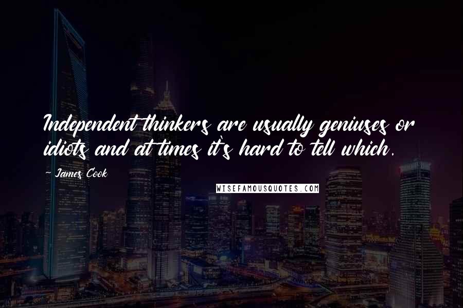 James Cook Quotes: Independent thinkers are usually geniuses or idiots and at times it's hard to tell which.