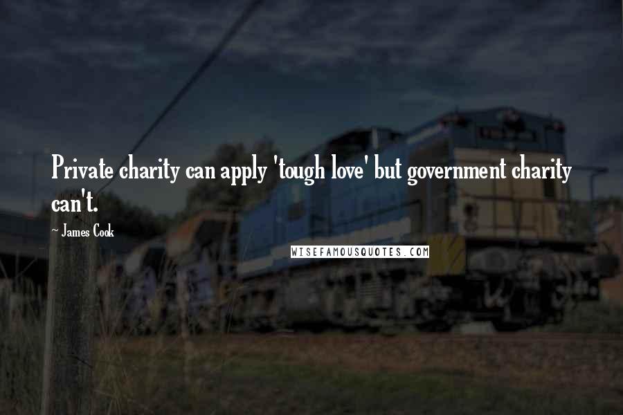 James Cook Quotes: Private charity can apply 'tough love' but government charity can't.