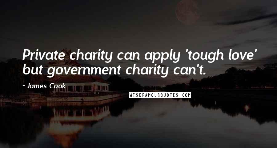 James Cook Quotes: Private charity can apply 'tough love' but government charity can't.