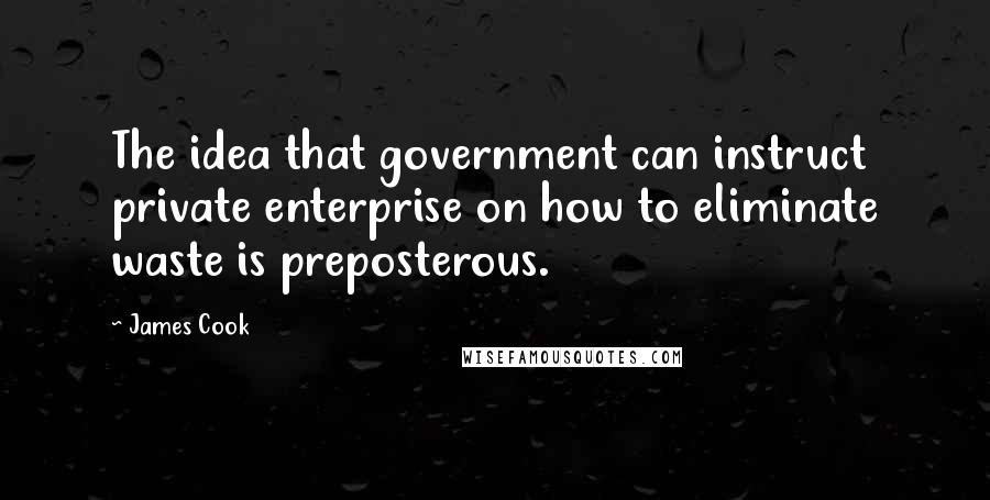 James Cook Quotes: The idea that government can instruct private enterprise on how to eliminate waste is preposterous.