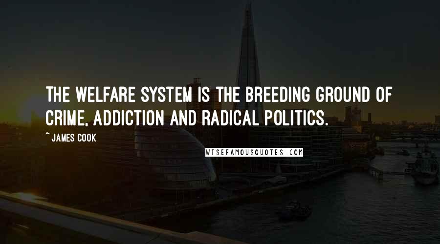 James Cook Quotes: The welfare system is the breeding ground of crime, addiction and radical politics.