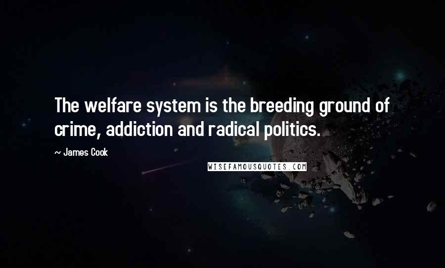 James Cook Quotes: The welfare system is the breeding ground of crime, addiction and radical politics.