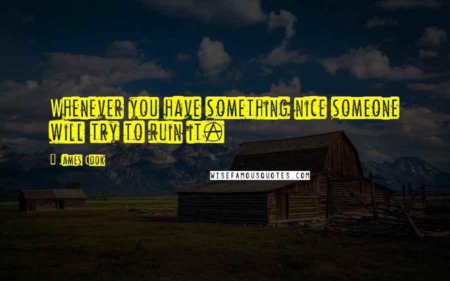 James Cook Quotes: Whenever you have something nice someone will try to ruin it.