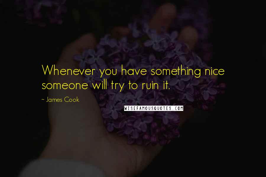 James Cook Quotes: Whenever you have something nice someone will try to ruin it.