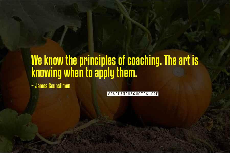 James Counsilman Quotes: We know the principles of coaching. The art is knowing when to apply them.