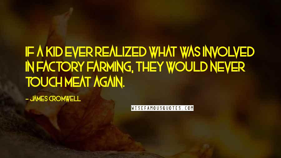 James Cromwell Quotes: If a kid ever realized what was involved in factory farming, they would never touch meat again.