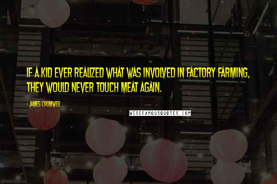 James Cromwell Quotes: If a kid ever realized what was involved in factory farming, they would never touch meat again.