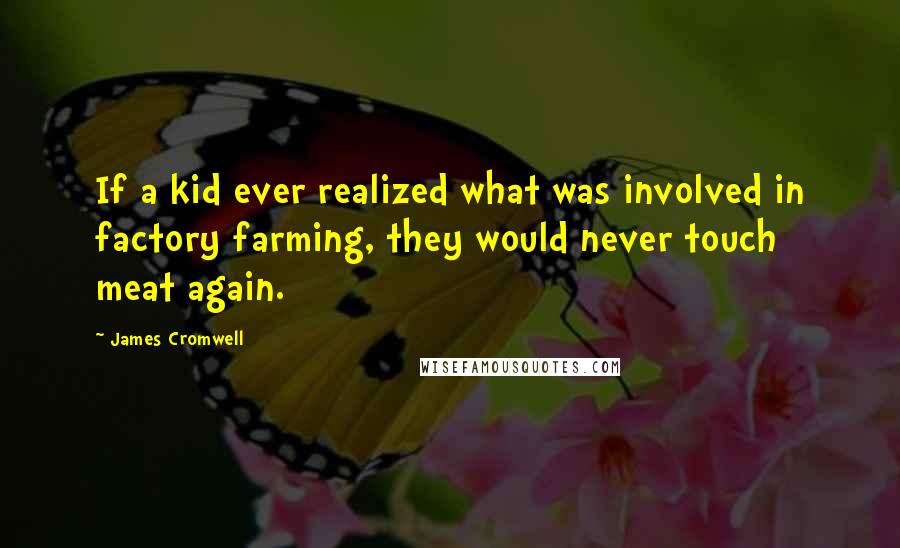 James Cromwell Quotes: If a kid ever realized what was involved in factory farming, they would never touch meat again.