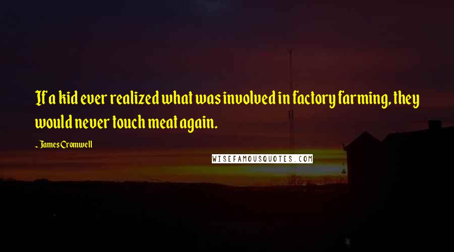 James Cromwell Quotes: If a kid ever realized what was involved in factory farming, they would never touch meat again.