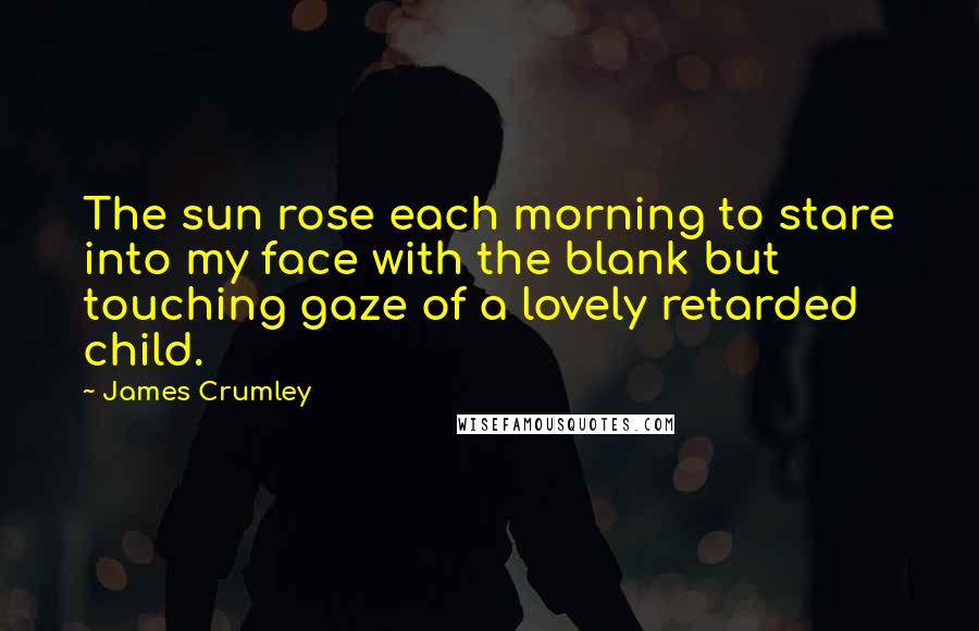 James Crumley Quotes: The sun rose each morning to stare into my face with the blank but touching gaze of a lovely retarded child.