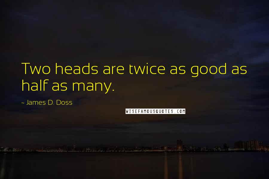 James D. Doss Quotes: Two heads are twice as good as half as many.