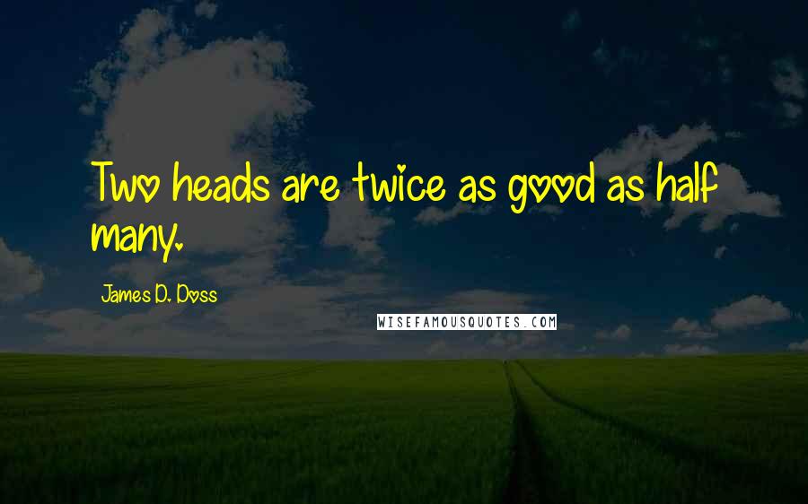 James D. Doss Quotes: Two heads are twice as good as half many.