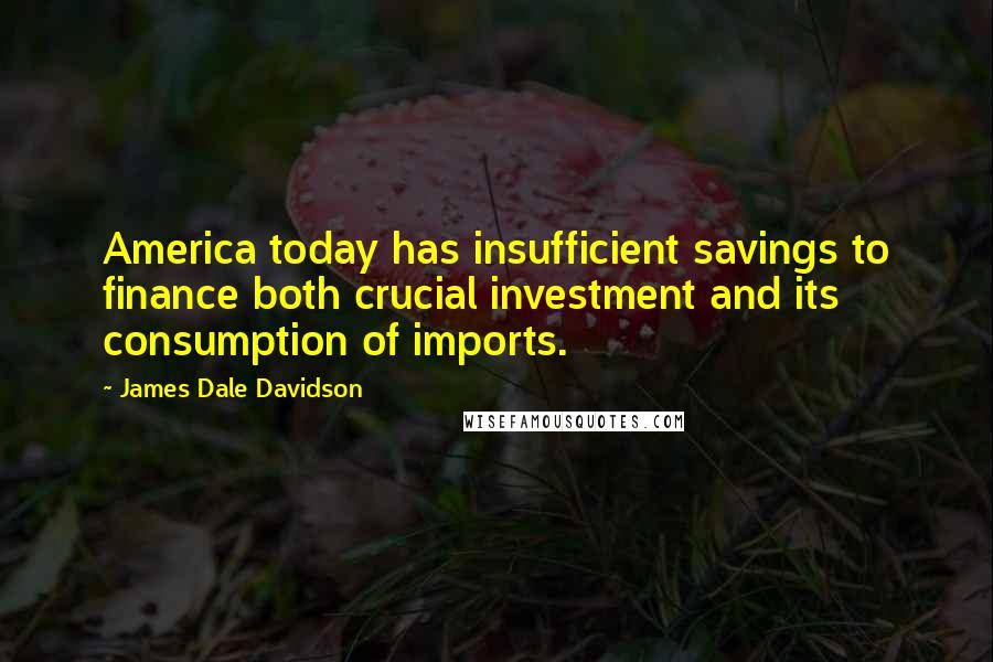 James Dale Davidson Quotes: America today has insufficient savings to finance both crucial investment and its consumption of imports.