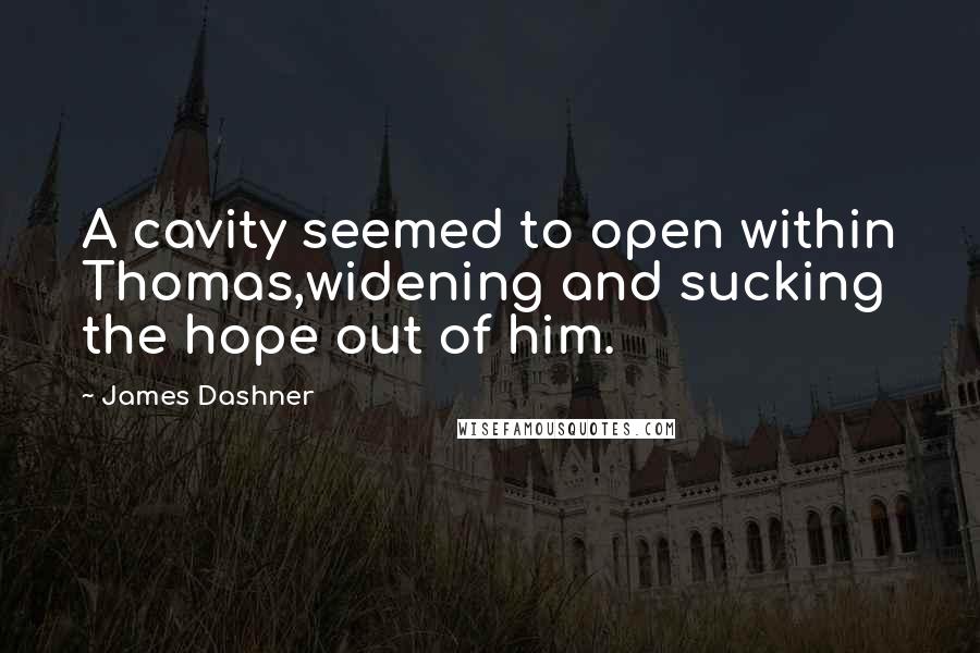 James Dashner Quotes: A cavity seemed to open within Thomas,widening and sucking the hope out of him.