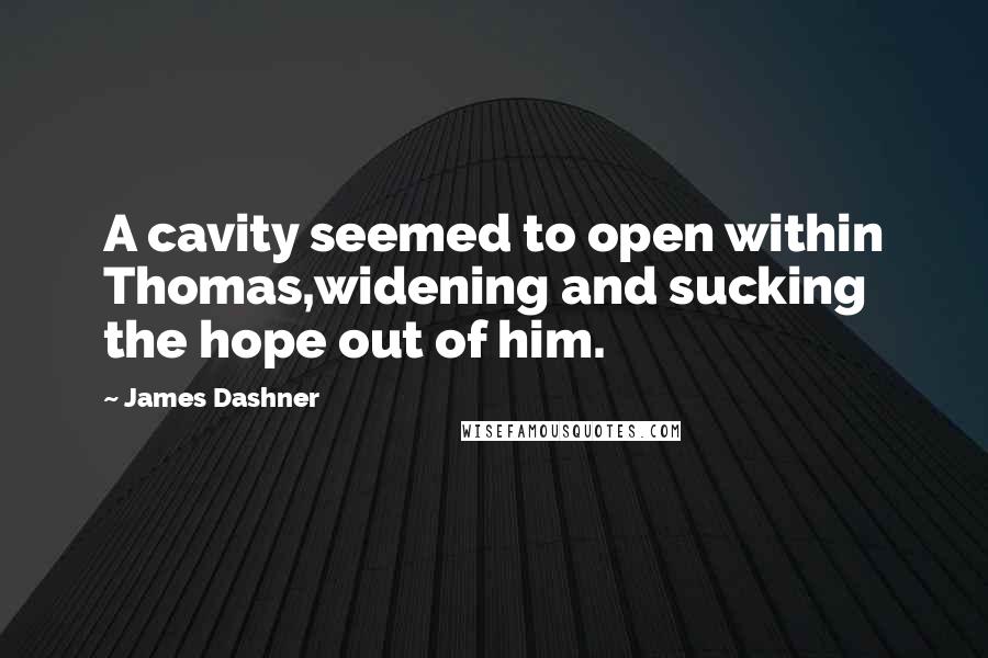 James Dashner Quotes: A cavity seemed to open within Thomas,widening and sucking the hope out of him.